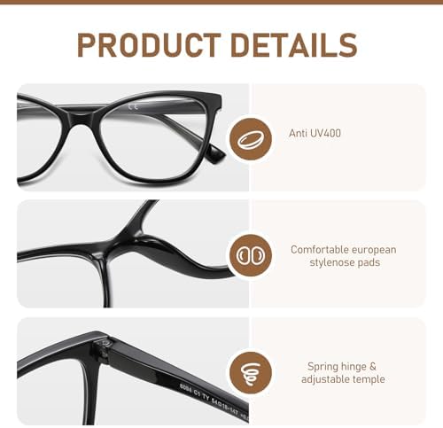 LKEYE Reading Glasses Women Cat Eye Blue Light Computer Readers Stylish Spring Hinge Designer Fashion Cute Eyeglasses LK6094