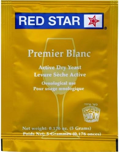Red Star Premier Blanc Wine Yeast (10 Pack) - Great for Making Wine Cider Mead Kombucha at Home - 5 g Sachets - Saccharomyces cerevisiae - Sold by CAPYBARA Distributors Inc.