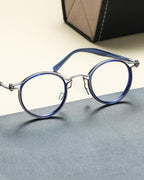 Round Blue Acetate Frame Anti-Blue Light Glasses Retro Fashion Reading Glasses Relieve Eye Fatigue Glasses-FT823444