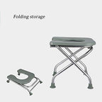 Folding Bath Toilet Chair Shower Bench Portable Bedside Commode for Adults, Handicap, Elderly with Non-Slip Leg Pad Wipe Clean Easy