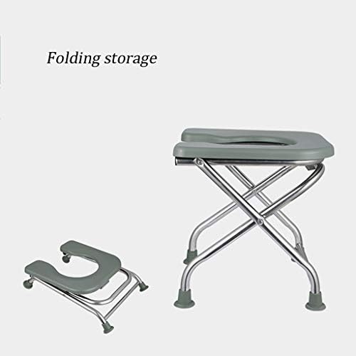 Folding Bath Toilet Chair Shower Bench Portable Bedside Commode for Adults, Handicap, Elderly with Non-Slip Leg Pad Wipe Clean Easy