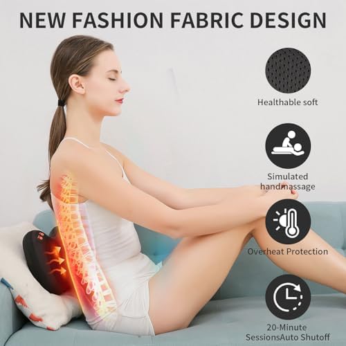 iKristin Back Massager, Shiatsu Neck Massager with Heat, Electric Back Massager for Shoulder, Back, Leg, Deep Tissue Kneading Massage to Relief Muscles, Massage Pillow for Mom/Dad/Women/Men M