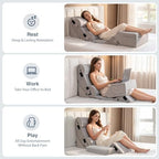9PCS Orthopedic Bed Wedge Pillow Set for After Surgery Recovery, Body Positioners for Back and Leg Pain Relief, Adjustable Memory Foam Comfort for Sitting up in Bed, Ideal for Adult Acid Reflux & GERD