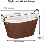 Household Essentials Paper Rope Woven Oval Laundry Basket, Brown