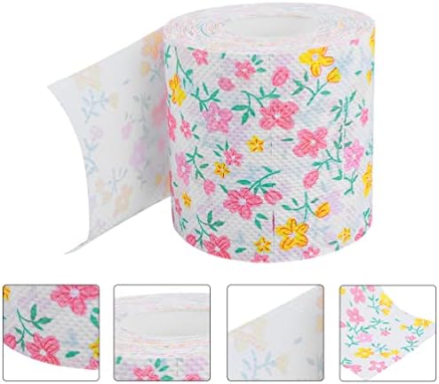 jojofuny Printed Toilet Paper Rolls 2-Pack Floral Pattern Soft Disposable Napkins for Bathroom Home Office Travel 4.13X4.13X3.93In