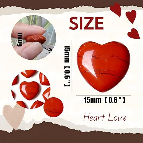 20PCS Red Jasper Heart Healing Crystals Set Stones Love Shaped Polished Crystal Natural Cute Pocket Thumb Reiki Wholesale Set Gifts Balancing Meditation Gifts for Women Mother's Day