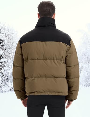 Flygo Mens Puffer Jacket Winter Coats Water Resistant Long Sleeve Zip Up Lightweight Quilted Down Jackets