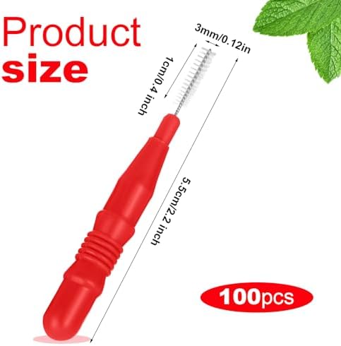 BBTO 100 Pcs Braces Dental Brush Flosser for Cleaner Interdental Brush Toothpick Tooth Flossing Head Oral Dental Toothpick Cleaners Cleaning Tool(Red)
