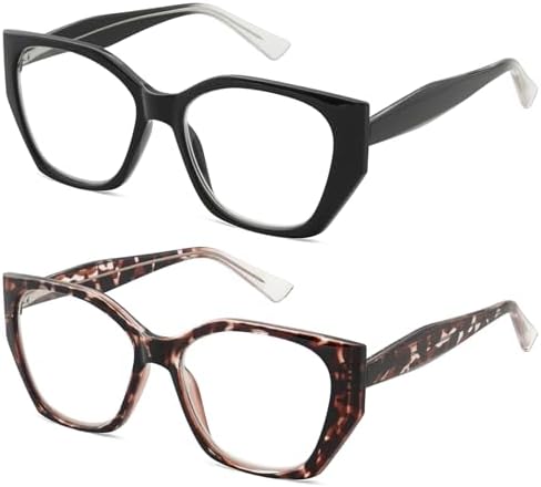 JiSoo Trendy Cat Eye Readers Oversized Stylish Cateye Reading Glasses Large Designer Readers for Women