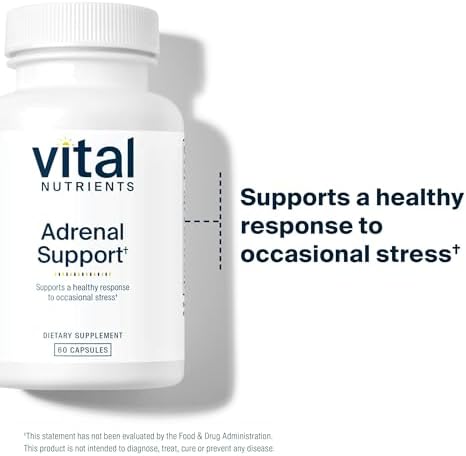 Vital Nutrients Adrenal Support - Adrenal Support Supplements for Gland Function and Cortisol Management - Supports Energy and Stress Levels - Gluten, Dairy, Soy Free - 60 Capsules