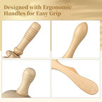 Wooden Massage Tools for Body Sculpting, Wood Maderoterapia Kit with Roller Stick, Mushroom Massager, Contouring Board, 4 Pcs Cup