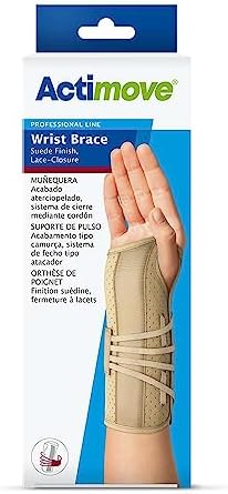 Actimove Professional Wrist Brace Suede Finish, Lace-Closure | Wrist Splint for Arthrosis, Rheumatoid Arthritis, Sprains, Tendon, Soft Tissue & Ligament Injuries, Postoperative Care | Beige, Left, Medium