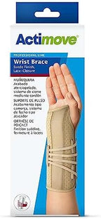 Actimove Professional Wrist Brace Suede Finish, Lace-Closure | Wrist Splint for Arthrosis, Rheumatoid Arthritis, Sprains, Tendon, Soft Tissue & Ligament Injuries, Postoperative Care | Beige, Left, Medium