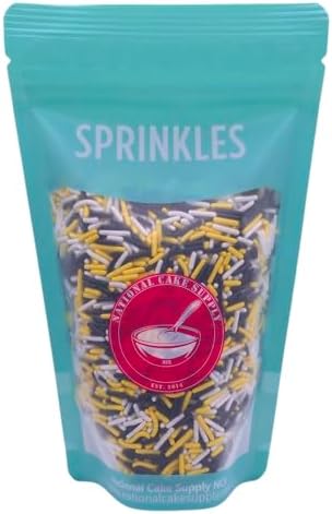 NCS Black, Yellow & White Jimmies Edible Sprinkles – Cupcake, Cake & Cookie Decorations, 8 oz