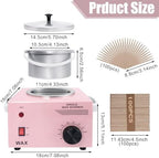Electric Wax Warmer Machine for Body Hair Removal Hot SPA Aluminum Heater with Wooden Wax Sticks-Single Pot (Pink)
