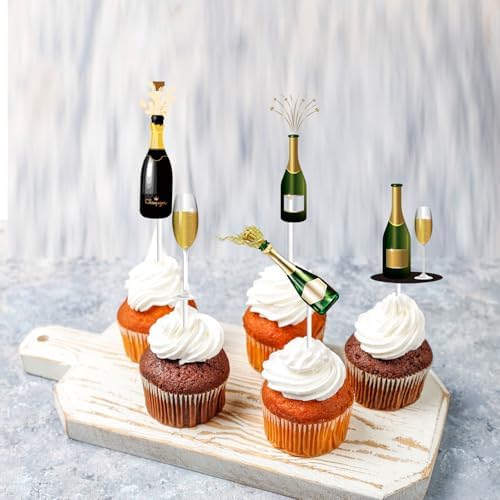 36pcs Champagne Cupcake Topper Party Supplies Children Boy Girl wine Theme Happy Birthday Party Cupcake Picks Weight Lifting Party Decorations