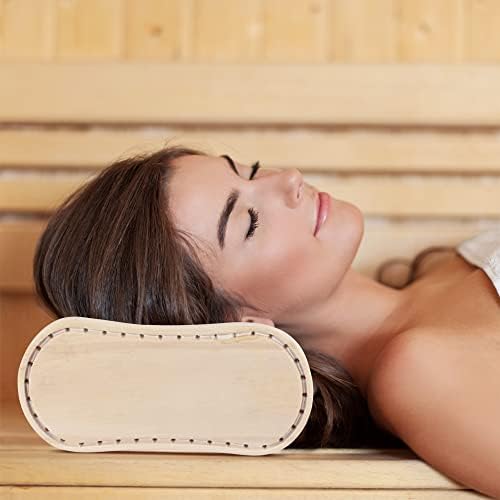 Navaris Bamboo Sauna Neck Rest - Wooden Wood Pillow for Relaxing Home Gym Saunas Spa Spas Steam Rooms - Sauna Accessory - 13.6" x 8" x 4"