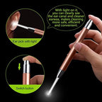 4 Pack Ear Pick with Light, Ear Cleaner Ear Wax Removal Tool Kit for Kids and Adults, Ear Picks Digger & Tweezers & Spiral Spring Ear Spoon Set with Storage Box (Rose Gold)