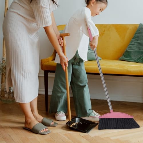 LIFKOME 2pcs Heavy Duty Stainless Steel Long Handle Broom for Home Cleaning for Including Tile and Portable and Design