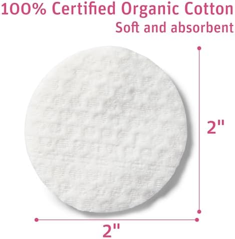 Simply Soft Premium Organic Cotton Rounds, 100 Count (Pack of 3), 100% Cotton Pads, Certified Organic, Hypoallergenic, Soft & Absorbent for Beauty, Cosmetics, Skin Care, Lint Free