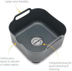 ReBorn - Recycled Washing Up Bowl - Kitchen Dish Wash & Drain - Large Carry Handles - Integrated Plug - Useful Pour Spout - 9 litres Capacity - Made in Britain (Grey)