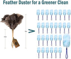Ostrich Feather Duster for Cleaning-Furniture Dusters with Handle Ddzmz Hand Duster with Fluffy Natural Genuine Feather Reusable Household Duster, Gray and Brown(Length 16")