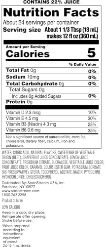 SodaStream Pink Grapefruit Zero Calorie, 14.8 Fl Oz (Pack of 4)
