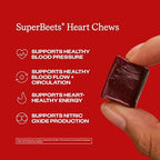 Humann SuperBeets Heart Chews, Beet Root Powder Support Energy Supplement, Nitric Oxide and Blood Pressure Support, Grape Seed Extract & Non-GMO, Heart Health, Pomegranate Berry Flavor, 60 Count