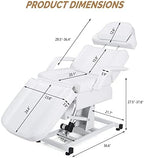 OmySalon Fully Electric Salon Facial Bed Chair, Multi-Purpose Massage Tattoo Lash Waxing Table, Height Backrest Footrest Adjustable, for Beauty Barber Spa (White)