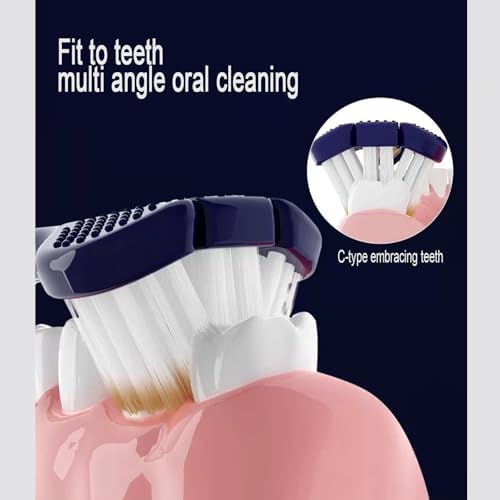 6 Pcs 3-Sided Toothbrush,Adult Toothbrushes,Soft Brushed 3-Sided Cleaning Toothbrush (Dark Blue-White)