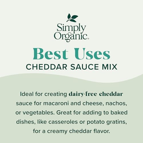 Simply Organic Dairy-Free Cheddar Sauce Mix, Organic, 0.85 Ounce (Pack of 12)