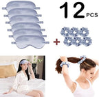 12Pcs Silk Sleep Masks Satin Eye Mask Silky Eyes Cover Blindfold Eyeshade Hair Ties Scrunchy Travel Bridesmaids Gifts