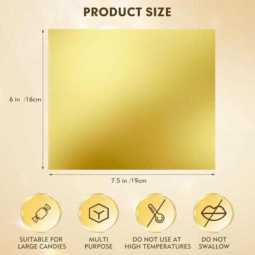 HRXMS Chocolate Bar Wrappers 120pcs - 6x7.5 Inch Gold Foil Paper with Thick Backing | Premium Candy Wrappers for Homemade Chocolate Bars, Candies, Holiday Gifts | Reusable Food-Grade Packaging