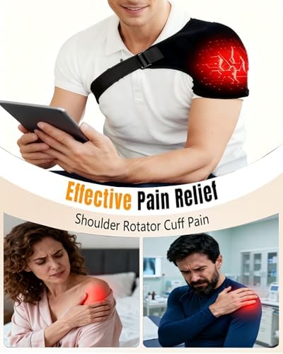 Electric Shoulder Heating Pad Wrap| 3 Adjustable Heat Settings Heated Shoulder Wrap for Pain Relief | Cordless USB Powered Hot Therapy Pad for Rotator Cuff, Men and Women (No Power Bank)
