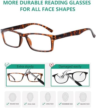 Eyekepper Spring Hinge 5-pack Retro Style Reading Glasses Include Sunshine Readers