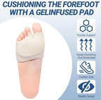 2 Pairs Metatarsal Pads with Gel Pad for Women and Men, Foot Pads for Ball Pain Relief, Morton's Neuroma, Metatarsalgia Support(Beige,Medium)