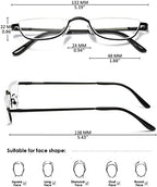 Metal Half Moon Reading Glasses Spring Hinge Half Frame Readers Eyeglasses for Men Women