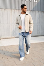 QTE Lightweight Jackets for Men Casual Windbreaker Stylish Light Fall Spring Golf Work Dress Business Coat