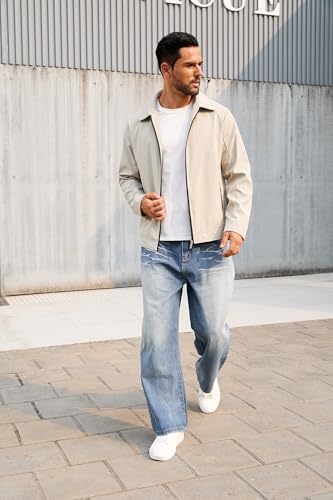 QTE Lightweight Jackets for Men Casual Windbreaker Stylish Light Fall Spring Golf Work Dress Business Coat