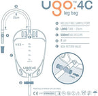 Ugo Leg Bags (x10) – Urine Drainage Bags/Catheter Leg Bags, T Tap or Lever Tap with Soft Fabric Backing and a Natural Leg-Shape Design (Pack of 10) (Ugo 4C - 500ml, Long Tube, T Tap)