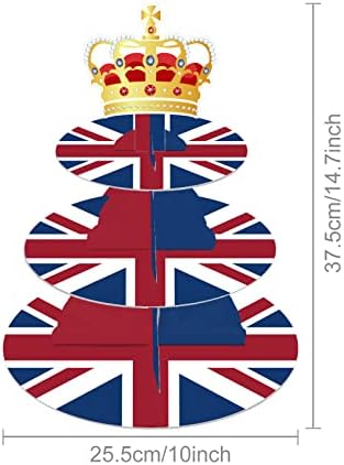 Lide Road 3 Tier British Flag Cake Stand - United Kingdom Party Cardboard Cake Tower Stand - Round Cupcake Tower for National Day & Theme Parties