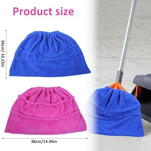 2PCS Mop Socks Broom Cloth Cover with Elastic Bands, Washable Broom Pads Baseboard Cleaner Tool, Multi-Purpose Reusable Mopping Cloth Replacement, Suitable for Pet Hair, Dust, Stains, Windows