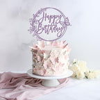 Happy Birthday Cake Topper Butterfly, Girls Women's Happy Birthday Cake Decorations, Butterfly Themed Bday Wedding Anniversary Baby Shower Party Decorations (Purple Glitter)