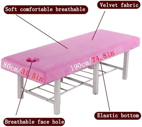 Massage Bed Cover with Face Hole, Crystal Velvet Thick Washable Massage Bed Sheet Cover Beauty Massage SPA Couch Cover Elastic Cord Edge All-Round Wrap(Gray)