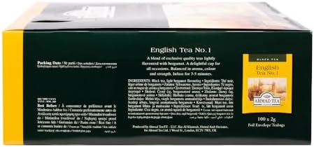 Ahmad Tea Black Tea, English Tea No. 1 Foil Enveloped Teabags, 100 ct - Caffeinated and Sugar-Free