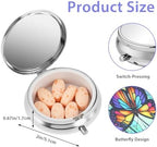 Sibba Portable Pill Case, Small Medicine Box Pocket Pill Container for Purse, Travel Medicine Organizer Waterproof Tablet Box Pastillero for Vitamins Fish Oil Supplements (Butterfly)