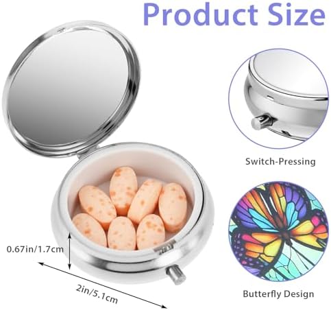 Sibba Portable Pill Case, Small Medicine Box Pocket Pill Container for Purse, Travel Medicine Organizer Waterproof Tablet Box Pastillero for Vitamins Fish Oil Supplements (Butterfly)