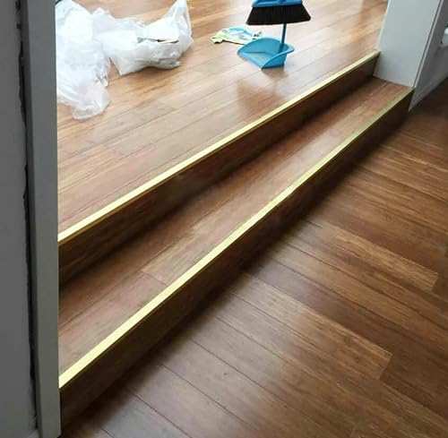 CMYUN Solid Brass Stair Edge Protector/Stair Nosing Strips, Indoor Outdoor Step Tread Edge Trim Guard, Non-Slip Stair Edging Trim/Transition Strip