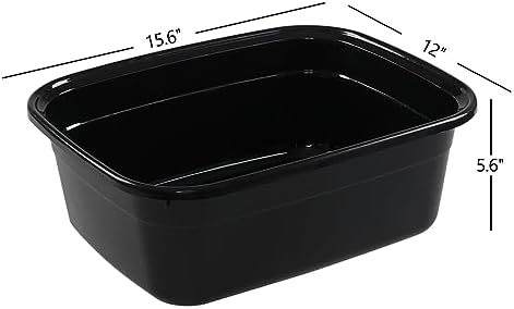 4-Pack 14 Quart Wash Basin, Multi Purpose Wash Tub, Rectangular Plastic Dish Pan, Black