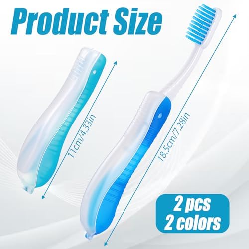 2 Packs Travel Toothbrush, Mini Portable Foldable Toothbrush Travel, Soft Medium Bristles for Camping Hiking Traveling School